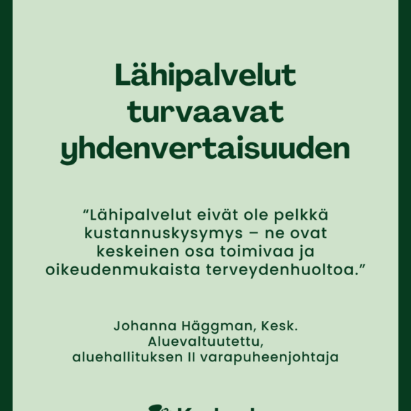 Lähipalvelut turvaavat yhdenvertaisuuden