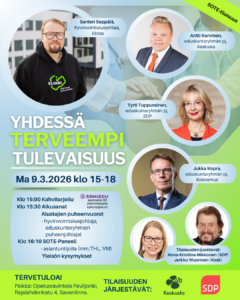 Yhdessä terveempi tulevaisuus_sote-tilaisuus Savonlinnassa 9.3.2026