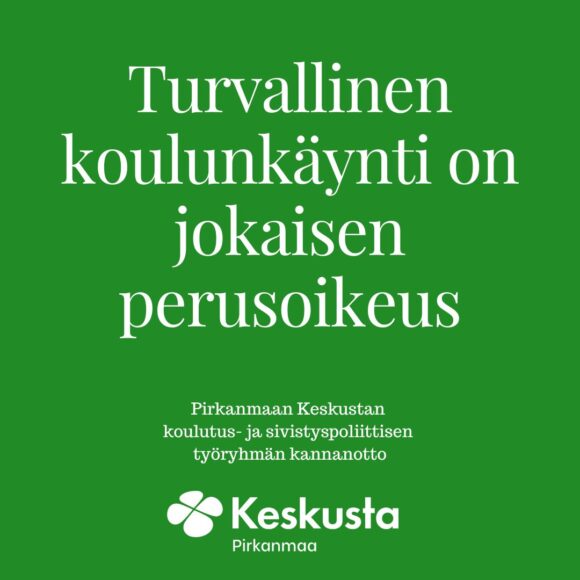 Kannanotto: Turvallinen koulunkäynti on jokaisen perusoikeus