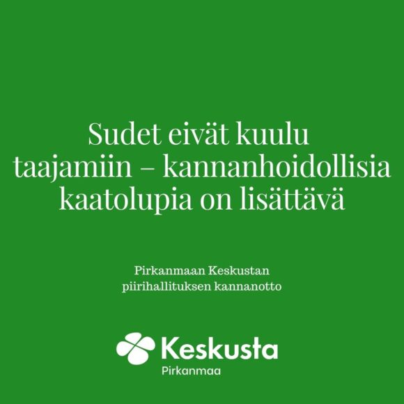 Kannanotto: Sudet eivät kuulu taajamiin – kannanhoidollisia kaatolupia on lisättävä