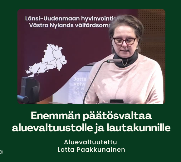 Länsi-Uudenmaan Keskusta vaatii vahvempaa alueellista demokratiaa