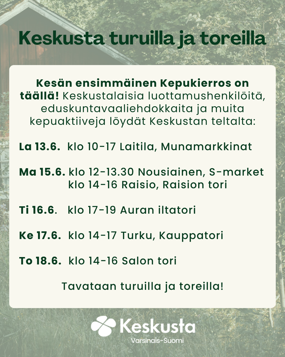 Keskusta turuilla ja toreilla - Kepukierros 13.-18.6.2026